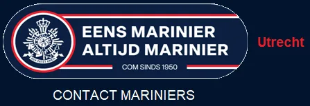 LOGO-2023-met-tekst-2 Nieuw logo Contact Oud Mariniers. Korpswapen in een cirkel van rode en witte lijnen. Daarnaast ovaal en tussen twee witte en rode lijnen de nieuwe spreuk "Eens Marinier, Altijd Marinier"